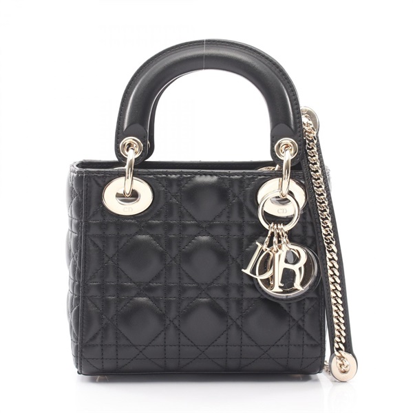 Christian Dior Lady Dior Mini Cannage 2WAY Handbag M0505ONGEM900 leather Blk NEW
