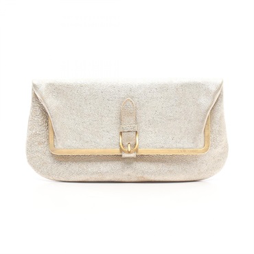 JIMMY CHOO business clutch second bag leather Gold Used Women