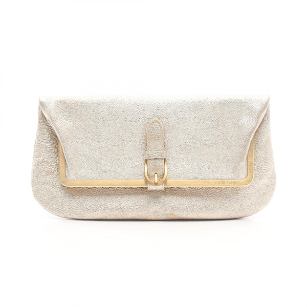 JIMMY CHOO business clutch second bag leather Gold Used Women