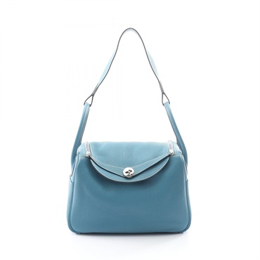 HERMES Lindy 30 Shoulder Handbag Clemence leather Blue Jean SHW Used Women T