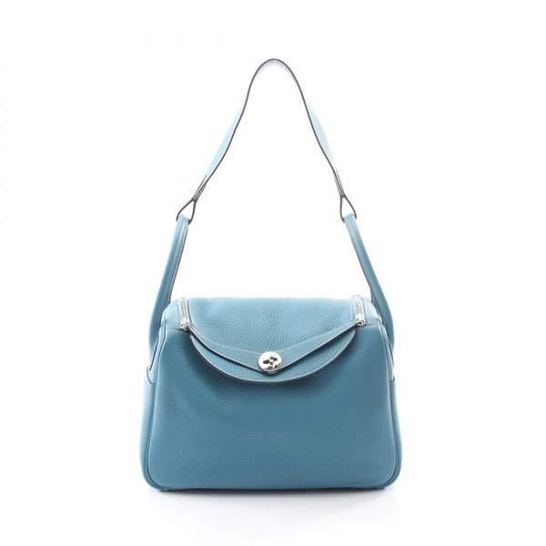 HERMES Lindy 30 Shoulder Handbag Clemence leather Blue Jean SHW Used Women T