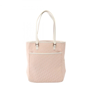 Christian Dior Trotter Tote Shoulder Handbag canvas leather Pink White Used
