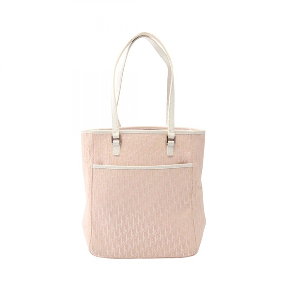 Christian Dior Trotter Tote Shoulder Handbag canvas leather Pink White Used