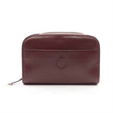 CARTIER Must Line Business Clutch bag leather Bordeaux Used Women