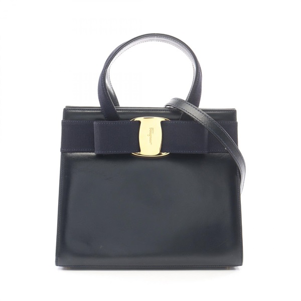 Salvatore Ferragamo Vara Ribbon Shoulder Crossbody Handbag leather Navy Used