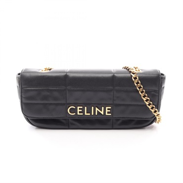CELINE Matelasse Monochrome Chain Shoulder Bag 111843EPZ leather Black Used