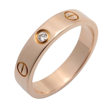 CARTIER Mini Love 1P Diamond Ring 18KPG Pink Gold Used women US size 5.5 #51