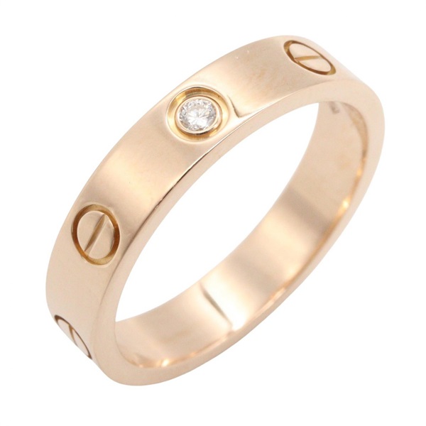 CARTIER Mini Love 1P Diamond Ring 18KRG Rose Gold Used Women US size #6.25 #53