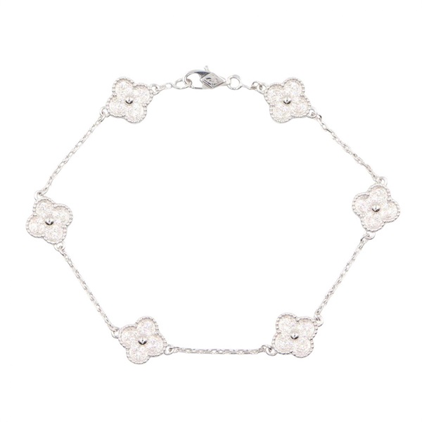 Van Cleef & Arpels Sweet Alhambra 6 Diamond Bracelet VCARO85700 18KWG Used Women