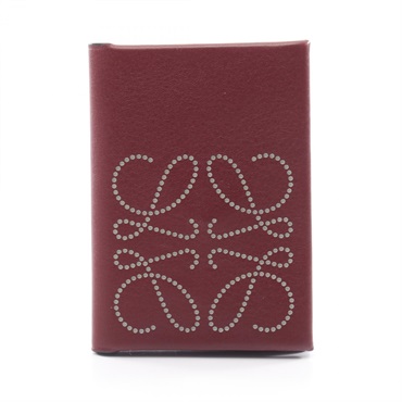 LOEWE anagram Card Case leather Bordeaux Used Women