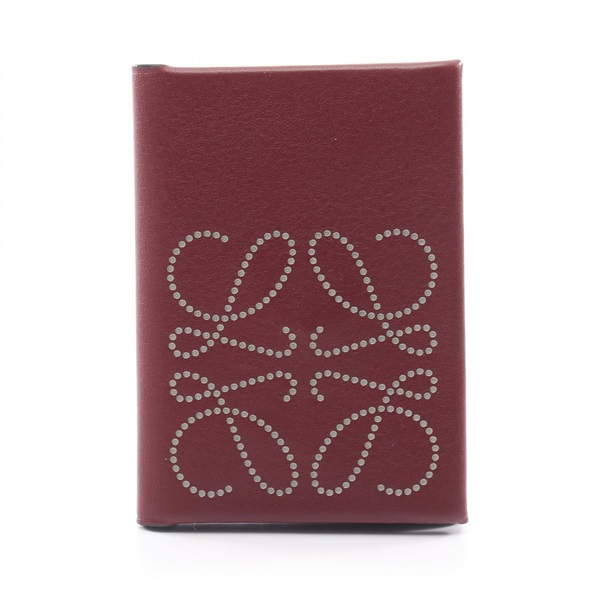 LOEWE anagram Card Case leather Bordeaux Used Women