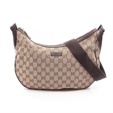 GUCCI GG canvas Shoulder crossbody Bag 122790 leather Beige Brown Used Women