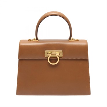 Salvatore Ferragamo Gancini Handbag 21 2181 leather Brown Used Women GHW