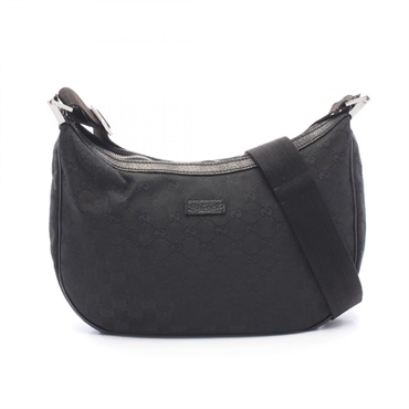 GUCCI GG canvas Shoulder crossbody Bag 122790 Leather Black Used Women