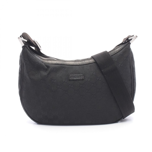 GUCCI GG canvas Shoulder crossbody Bag 122790 Leather Black Used Women