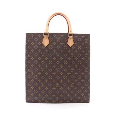 LOUIS VUITTON Sac Plat Tote hand Bag M51140 Monogram leather Brown Used Women