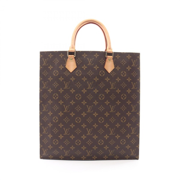 LOUIS VUITTON Sac Plat Tote hand Bag M51140 Monogram leather Brown Used Women