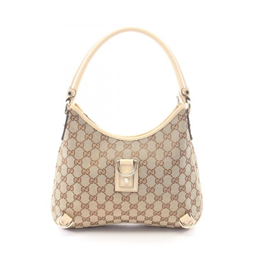 GUCCI Abbey GG canvas Shoulder Bag 130738 canvas leather Beige Used Women