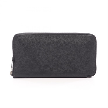 HERMES Asap Long Classic Around zip long purse Chevre leather Black Used Women