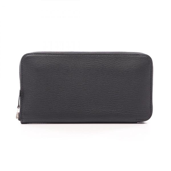 HERMES Asap Long Classic Around zip long purse Chevre leather Black Used Women