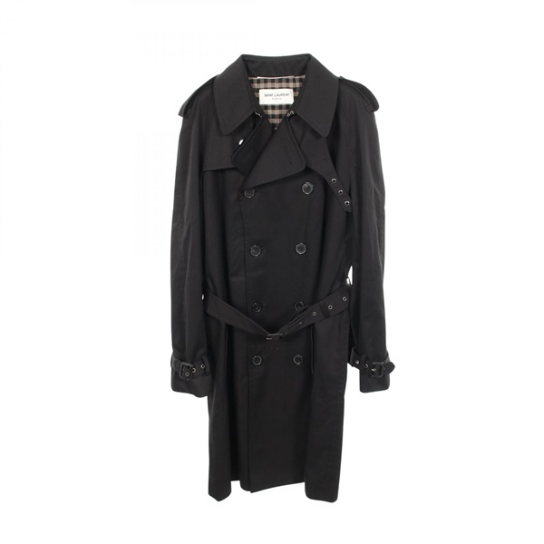 SAINT LAURENT PARIS Trench Coat Jacket 337872 cotton polyester Black mens #50