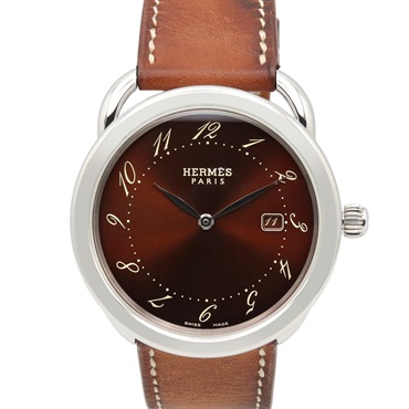 HERMES Arceau Wrist Watch AR5.710 Quartz Stainless Steel Leather belt Used mens