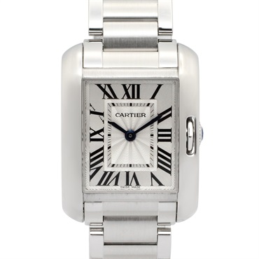 CARTIER Tank Anglaise SM Wrist Watch W5310022 Quartz Stainless Steel Used Women