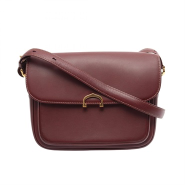 CARTIER Must Line Crossbody Shoulder Bag leather Bordeaux Used Women