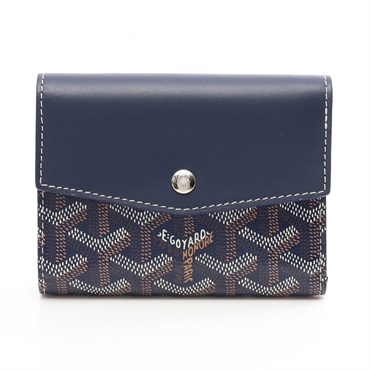 GOYARD San Gabriel Tri-fold wallet canvas leather Navy Multicolor Used Women