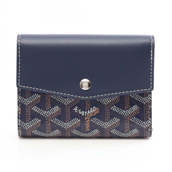 GOYARD San Gabriel Tri-fold wallet canvas leather Navy Multicolor Used Women