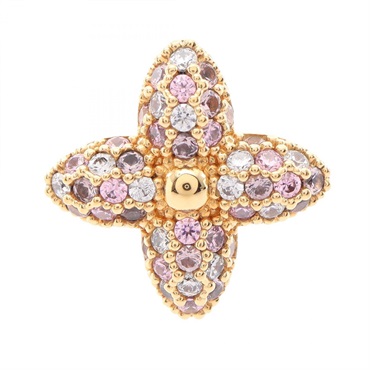 LOUIS VUITTON Monogram Louisa Pointy Ring GP Rhinestone Pink US size #5.5 #S