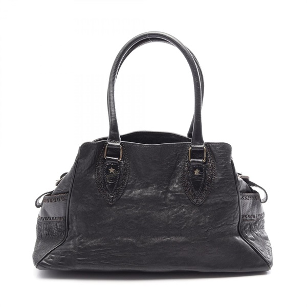 FENDI Etnico shoulder Handbag leather Black Used Women