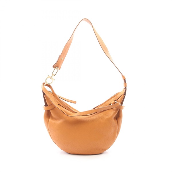 Salvatore Ferragamo Gancini Shoulder hand Bag 21 5407 leather Brown Used Women