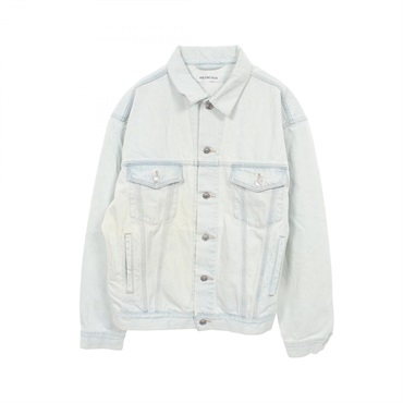 BALENCIAGA Back logo Denim Jacket 519953 cotton Blue #42 Used Women