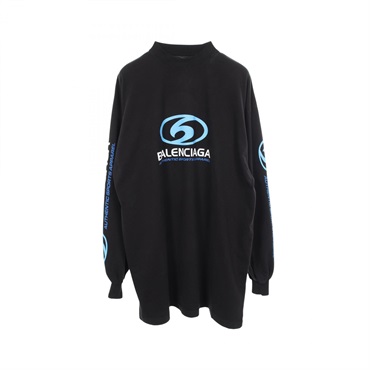 BALENCIAGA Logo print Distressed Finish T-shirt 739027 cotton Black #L Used mens