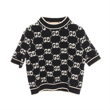 GUCCI GG Boucle Jacquard knitwear 770059 wool Black Pink Used Women size XS