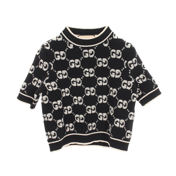 GUCCI GG Boucle Jacquard knitwear 770059 wool Black Pink Used Women size XS