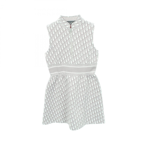 Christian Dior Oblique Sleeveless Dress 143R04A4040 Nylon Gray White Used #40