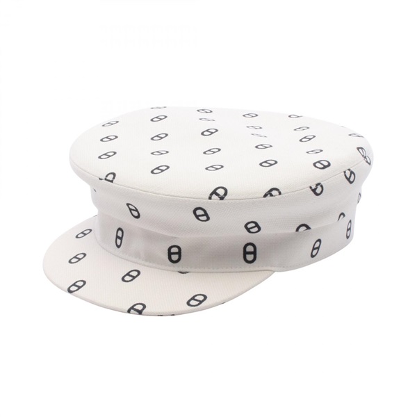 HERMES Chaine dancre newsboy cap casquette 57cm canvas White Used Women