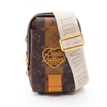 LOUIS VUITTON NIGO Double Phone Pouch Crossbody Mini Bag M81005 Monogram stripe