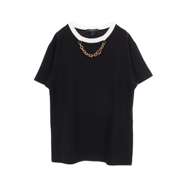 LOUIS VUITTON Chain Crew neck T-shirt RW232W OB0 FPTS37 cotton Black Used #S LV