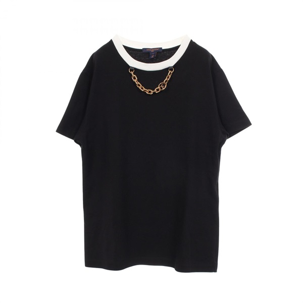 LOUIS VUITTON Chain Crew neck T-shirt RW232W OB0 FPTS37 cotton Black Used #S LV