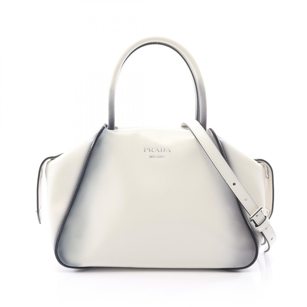PRADA Supernova Small Shoulder Crossbody Handbag leather White Navy Used Women