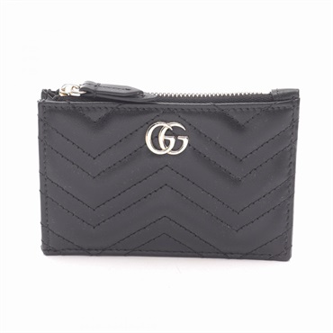 GUCCI Double G key ring Card Case 837747AAET81000 leather Black NEW Women