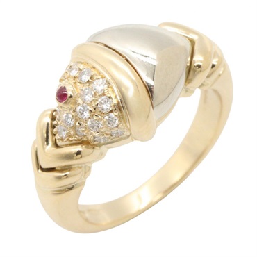 BVLGARI Naturalia Diamond Ruby Ring 18KYG Gold Red Used Women US size #5.25