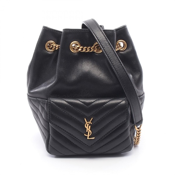 SAINT LAURENT PARIS Joe Mini Bucket Shoulder Bag leather Black Used Women