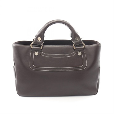 CELINE Boogie Square Tote Handbag leather Brown Used Women