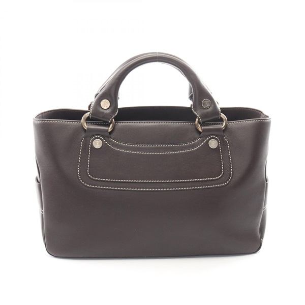 CELINE Boogie Square Tote Handbag leather Brown Used Women