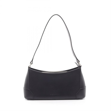 BURBERRY Logo Embossing Shoulder Handbag leather Black Used Women