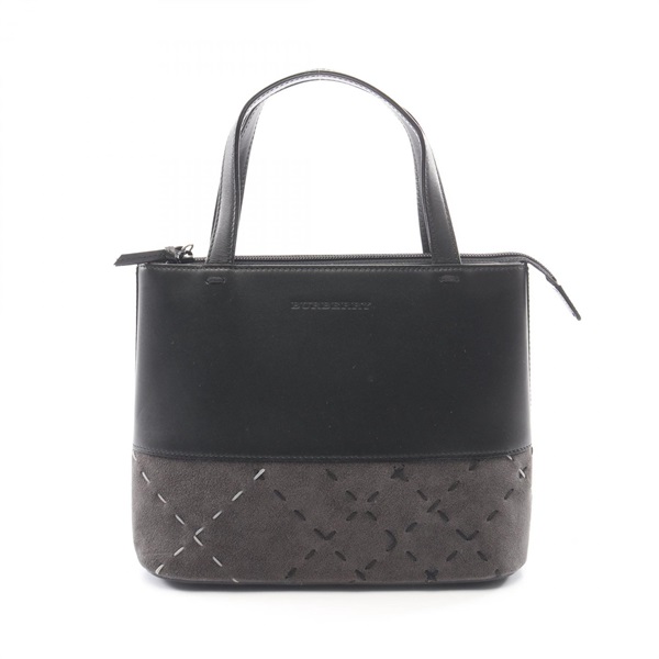 BURBERRY Tote Handbag leather Suede Black Used Women